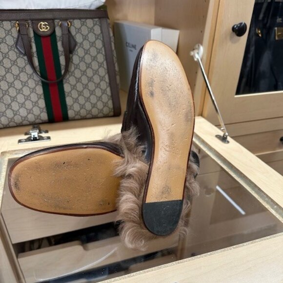 Gucci Brown Web Accent Leather Mules Size 9 - Picture 6 of 7